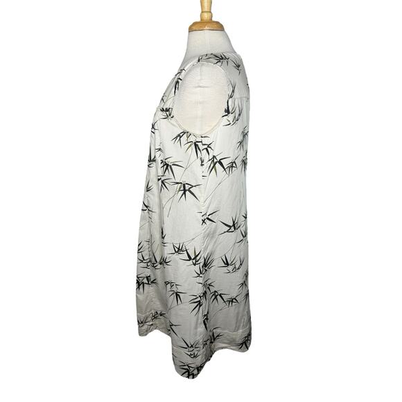 TALBOTS Bamboo Print Ivory White A-Line Dress Size 12 Petite Cotton Lightweight - Picture 2 of 9
